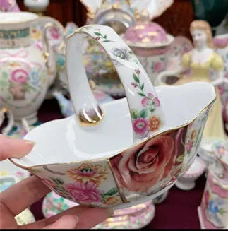 Ceramics Flower Jewelry Storage Box Vase Teapot Flower Basket Jewelry Case Storage Jewelry Organizer Display Home Decor Ornament