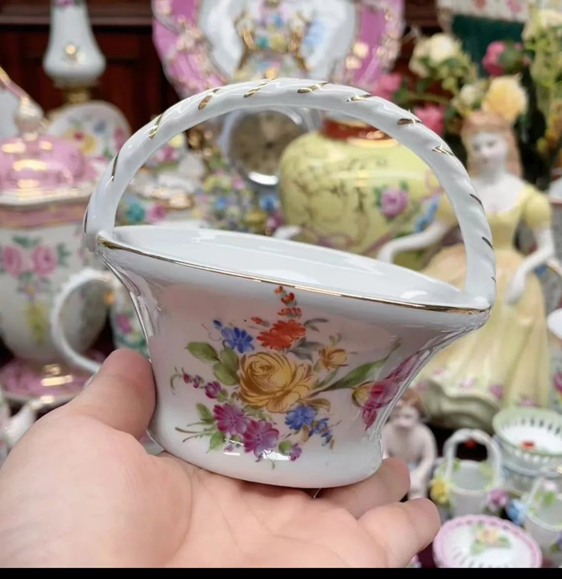 Ceramics Flower Jewelry Storage Box Vase Teapot Flower Basket Jewelry Case Storage Jewelry Organizer Display Home Decor Ornament