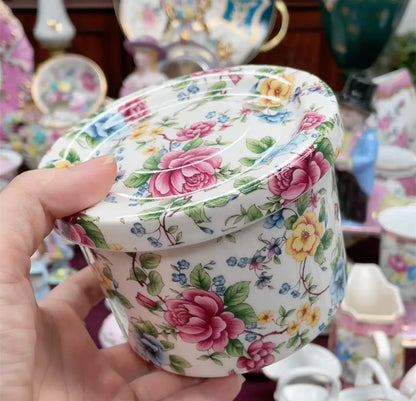 Ceramics Flower Jewelry Storage Box Vase Teapot Flower Basket Jewelry Case Storage Jewelry Organizer Display Home Decor Ornament